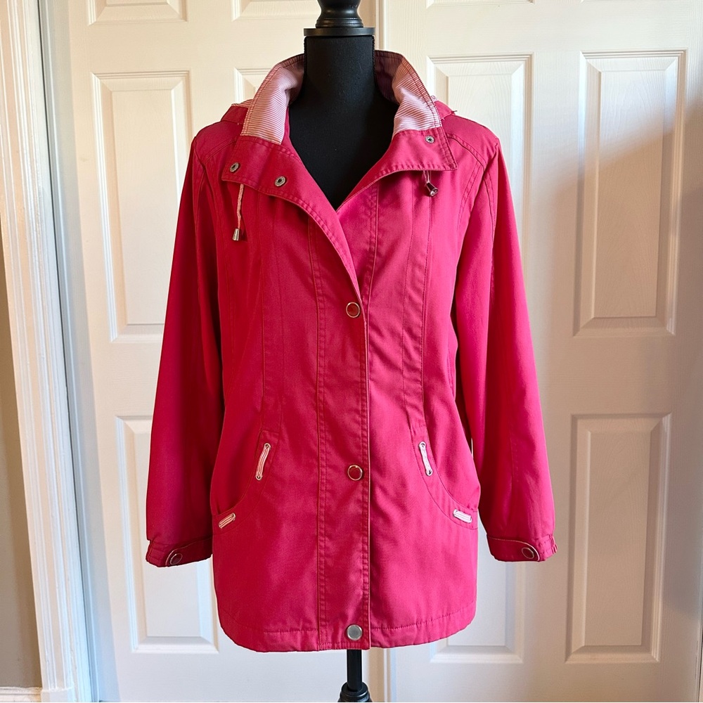 Mackintosh New England Coral Red Spring Raincoat w/ Detachable Hood